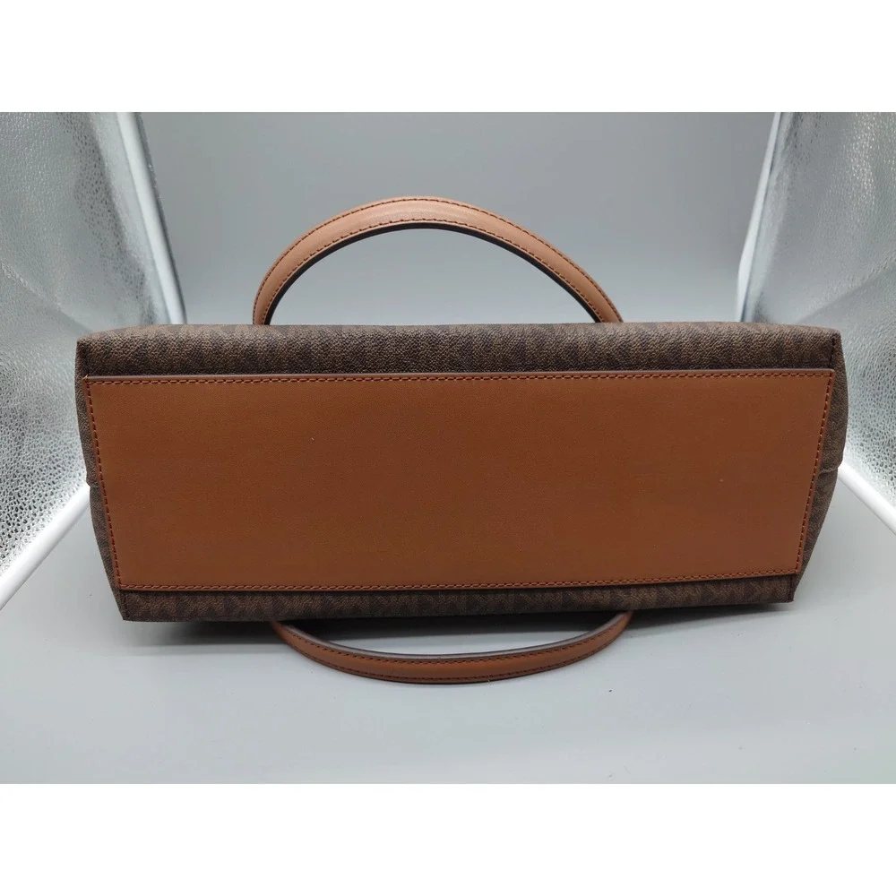 Michael Kors Tote Bag Large Brown Monogram Leather Trim [GNH021508]